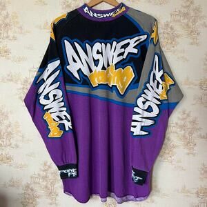 Vtg 90s Answer Racing Moto Jersey | Graffiti "Power Point" | Purple Padded | L